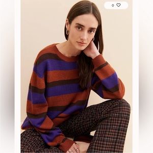 Daydreamer Women’s Purple Brown Sahara Stripe Pullover Sweater Jumper Size L